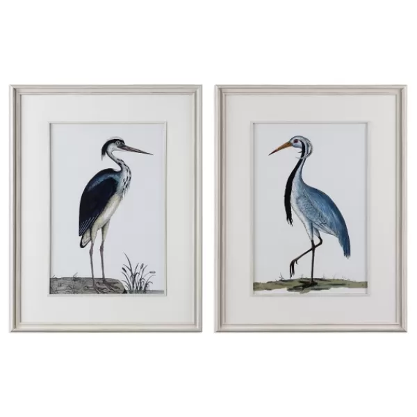 Framed Art-Kirkland's Home Blue Shore Birds Framed Art Prints, Set Of 2 Blue/White