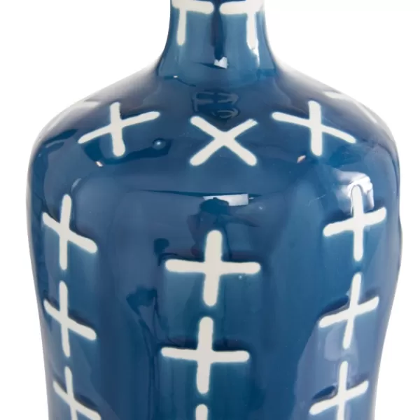 Vases-Kirkland's Home Blue Stoneware Vases, Set Of 3 Blue/White