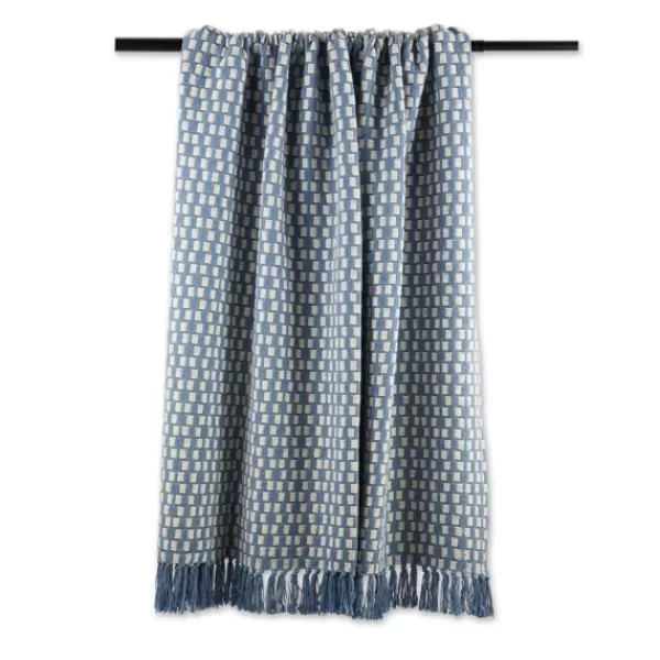 Blankets & Throws-Kirkland's Home Blue Stonewash Urban Check Throw Blue/Ivory