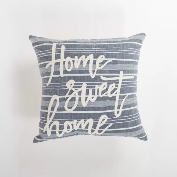 Pillows-Kirkland's Home Blue Striped Home Sweet Home Throw Pillow Blue/White