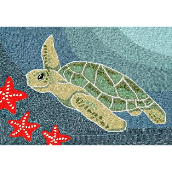 Doormats-Kirkland's Home Blue Turtle Scatter Rug Blue/Green