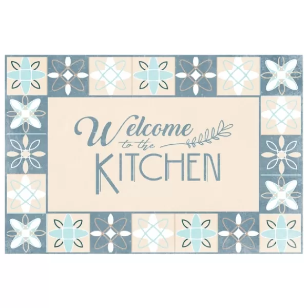 Kitchen & Floor Mats-Kirkland's Home Blue Welcome To The Kitchen Floor Mat, 24X36 Blue/Ivory