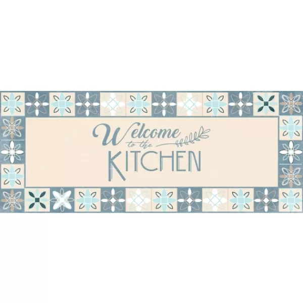 Kitchen & Floor Mats-Kirkland's Home Blue Welcome To The Kitchen Floor Mat, 24X60 Blue/Ivory