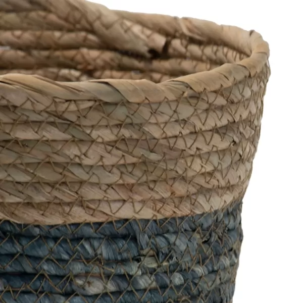 Baskets & Boxes-Kirkland's Home Blue Woven Cattail Baskets, Set Of 2 Tan/Blue