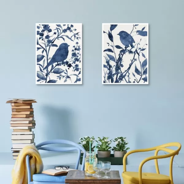 Canvas Art-Kirkland's Home Bluebird Silhouette Canvas Art Prints, Set Of 2 Blue/White