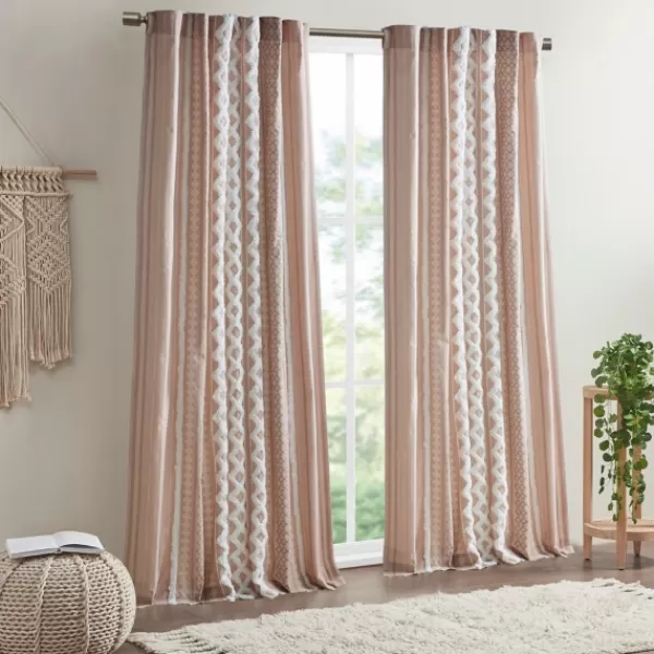 Curtains & Drapes-Kirkland's Home Blush Chenille Stripe Curtain Panel, 84 In. Pink