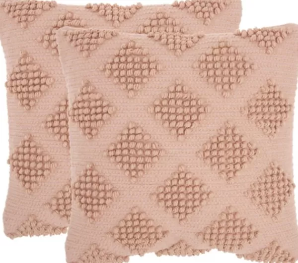 Pillows-Kirkland's Home Blush Knotted Diamond Throw Pillows, Set Of 2 Pink