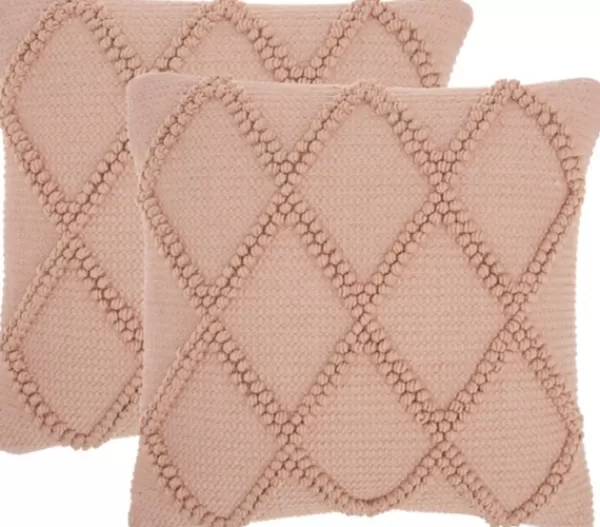 Pillows-Kirkland's Home Blush Knotted Lattice Throw Pillows, Set Of 2 Pink