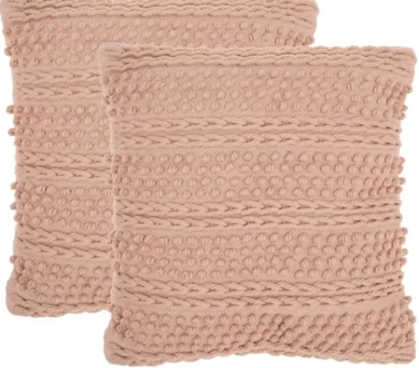 Pillows-Kirkland's Home Blush Woven Stripes Throw Pillows, Set Of 2 Pink