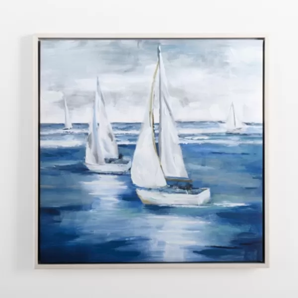 Canvas Art-Kirkland's Home Boats Sail Away Framed Canvas Art Print Blue/White