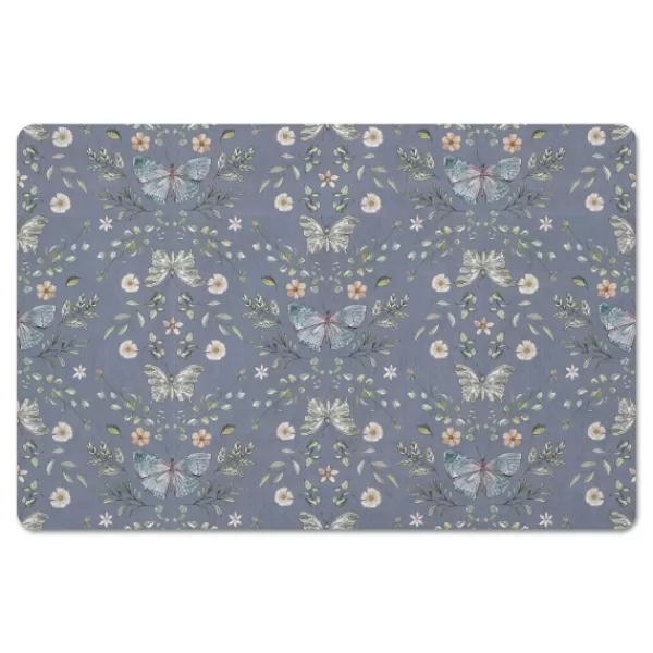 Kitchen & Floor Mats-Kirkland's Home Botanical Butterfly Floor Mat Blue