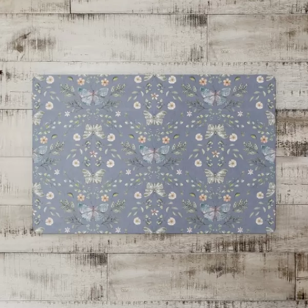 Kitchen & Floor Mats-Kirkland's Home Botanical Butterfly Floor Mat Blue