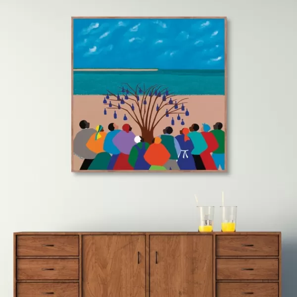 Framed Art-Kirkland's Home Bottle Tree Gullah Islands Framed Canvas Art Print Blue/Tan/Multi