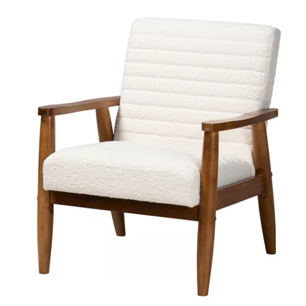 Accent Chairs-Kirkland's Home Boucle & Wood Frame Accent Chair Ivory