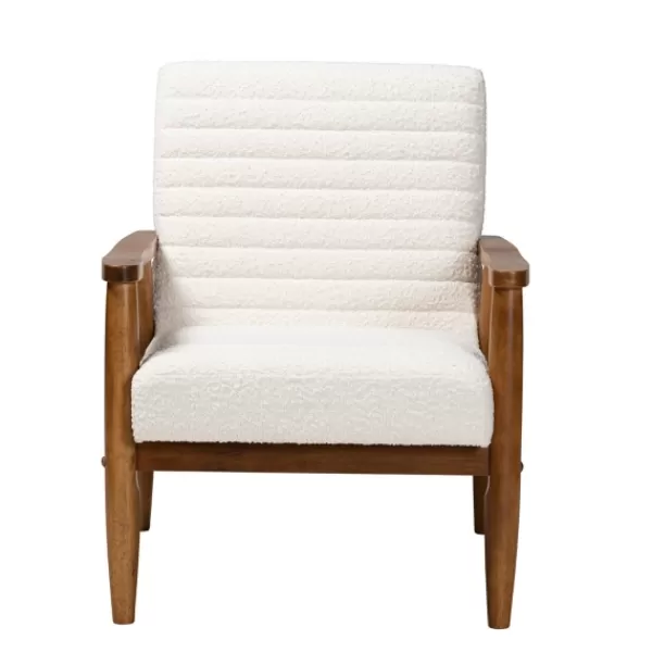 Accent Chairs-Kirkland's Home Boucle & Wood Frame Accent Chair Ivory