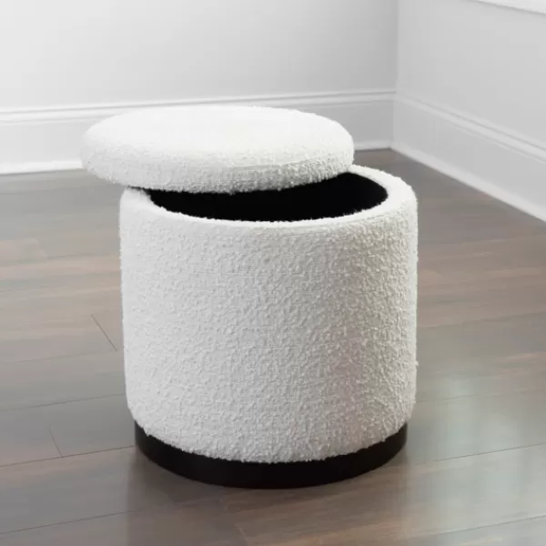 Benches & Ottomans-Kirkland's Home Boucle Storage Ottoman White