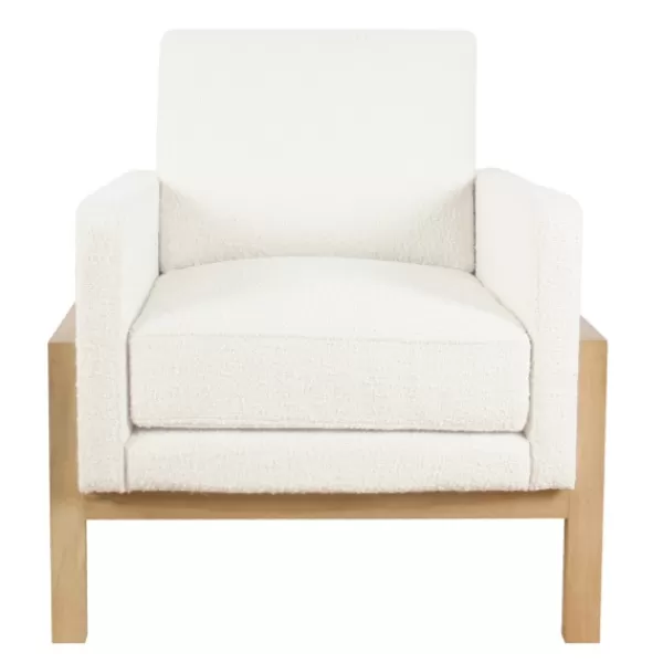 Accent Chairs-Kirkland's Home Boucle Wood Frame Accent Chair White