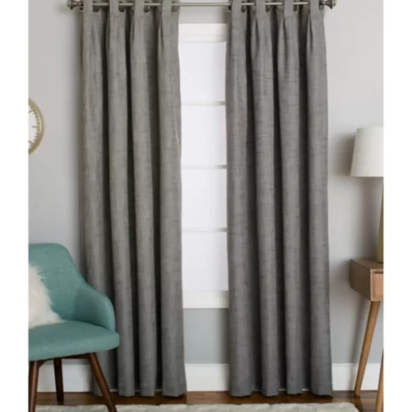 Curtains & Drapes-Kirkland's Home Box Pleated Single Curtain Panel, 84 In. Gray