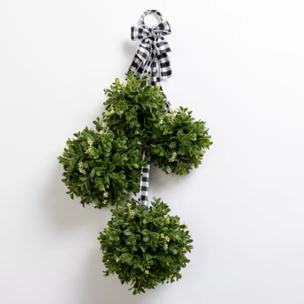 Wreaths-Kirkland's Home Boxwood And Buffalo Check Swag Green