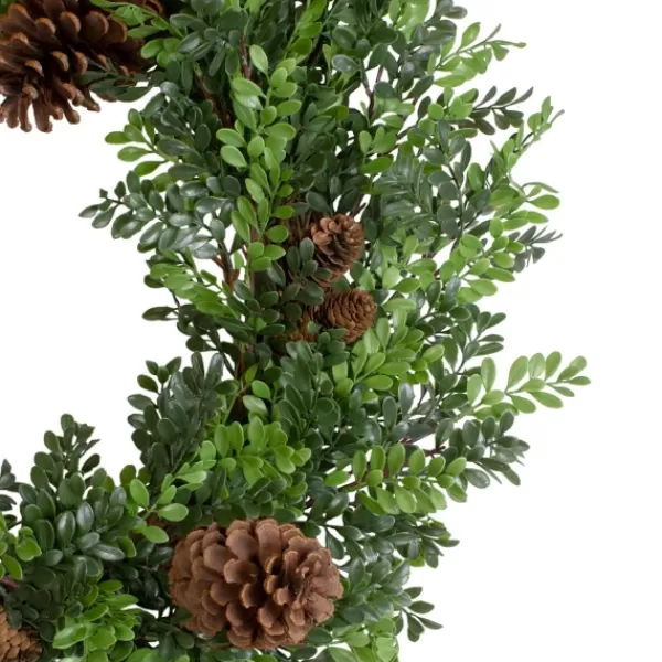 Wreaths-Kirkland's Home Boxwood Pinecone Christmas Wreath Green/Brown