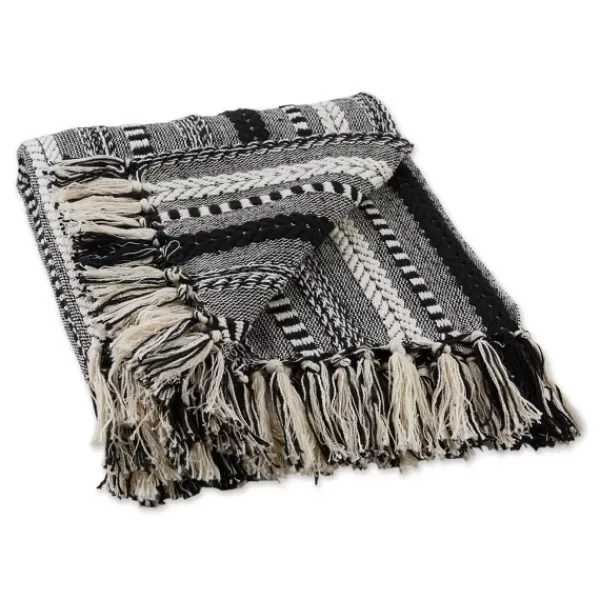 Blankets & Throws-Kirkland's Home Braided Fringe Throw Black