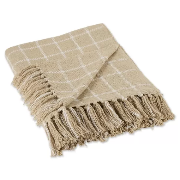 Blankets & Throws-Kirkland's Home Brandy Plaid Fringed Throw Tan