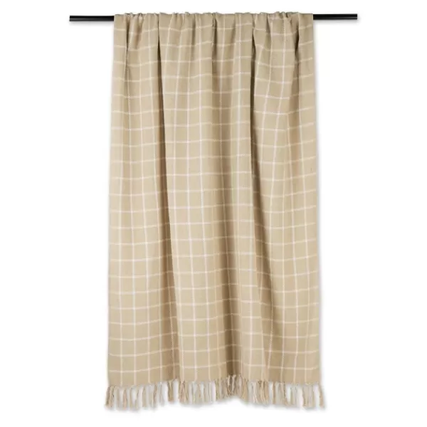 Blankets & Throws-Kirkland's Home Brandy Plaid Fringed Throw Tan