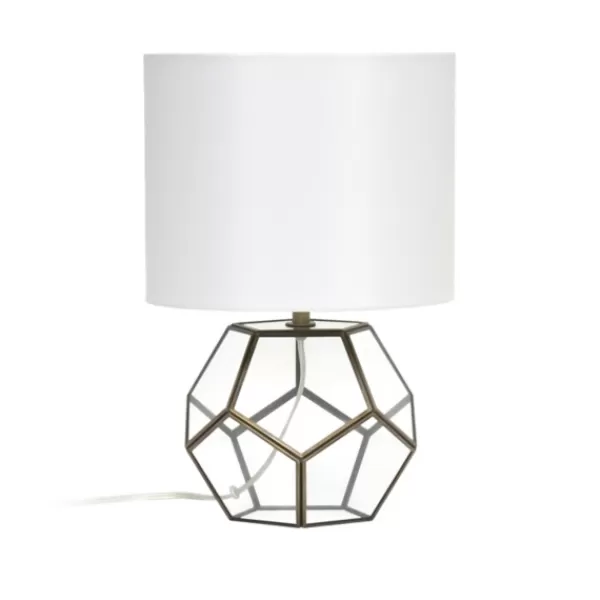 Table Lamps-Kirkland's Home Brass And Glass Octagon Table Lamp White