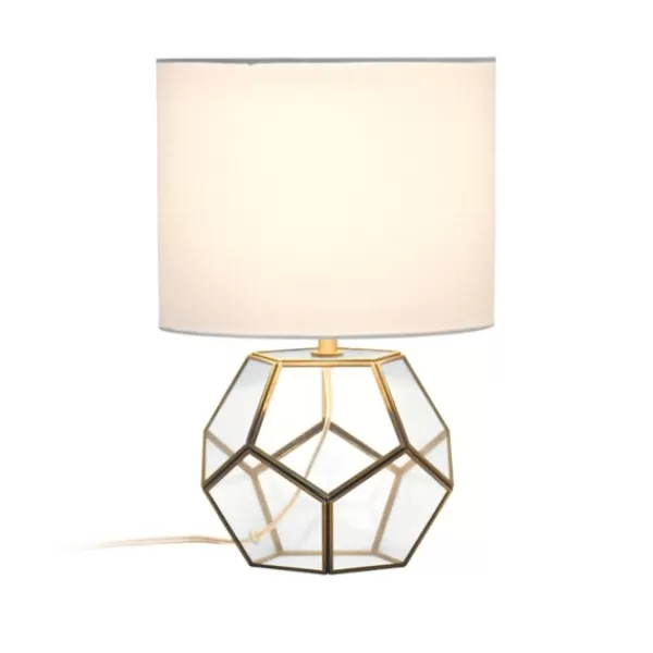 Table Lamps-Kirkland's Home Brass And Glass Octagon Table Lamp White