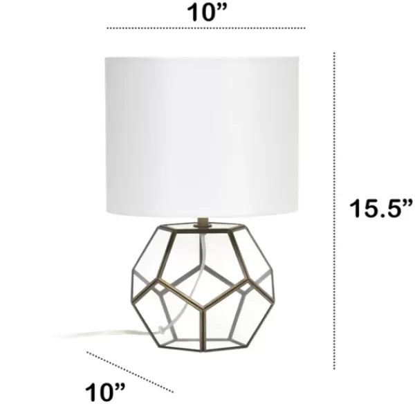 Table Lamps-Kirkland's Home Brass And Glass Octagon Table Lamp White