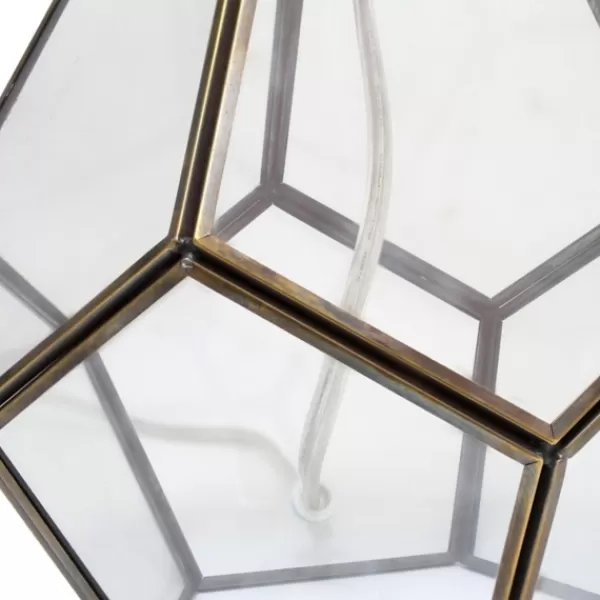 Table Lamps-Kirkland's Home Brass And Glass Octagon Table Lamp White