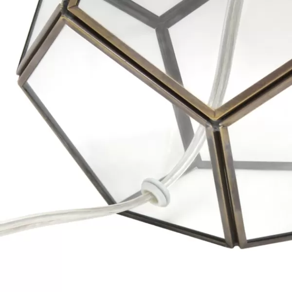 Table Lamps-Kirkland's Home Brass And Glass Octagon Table Lamp White