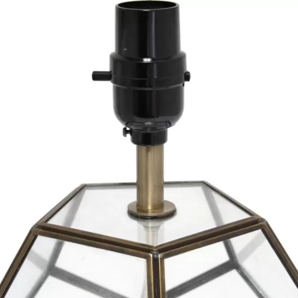 Table Lamps-Kirkland's Home Brass And Glass Octagon Table Lamp White