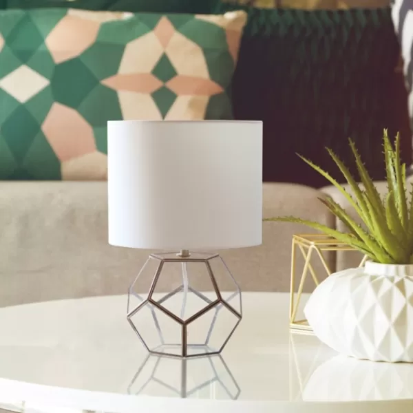 Table Lamps-Kirkland's Home Brass And Glass Octagon Table Lamp White