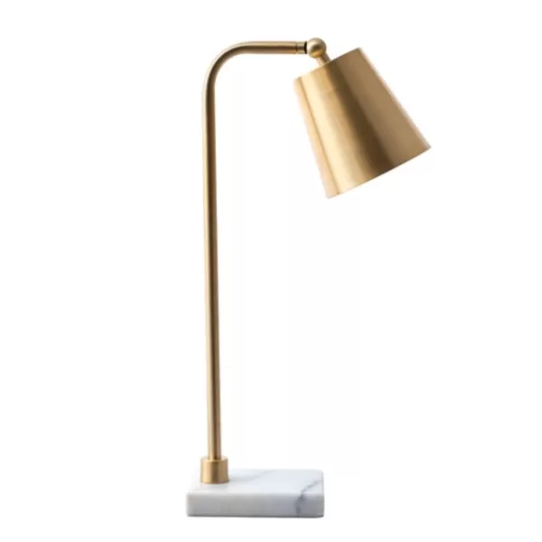 Table Lamps-Kirkland's Home Brass Cone Table Lamp With Marble Base Gold