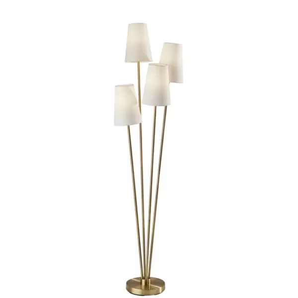 Floor Lamps-Kirkland's Home Brass Enoki 4-Arm Asymmetrical Floor Lamp Gold/Ivory