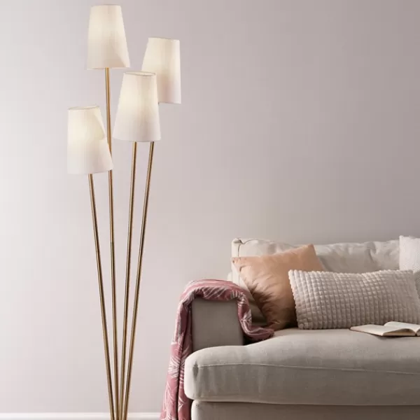 Floor Lamps-Kirkland's Home Brass Enoki 4-Arm Asymmetrical Floor Lamp Gold/Ivory