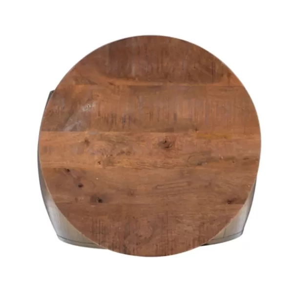 Coffee Tables-Kirkland's Home Brass Hammered Drum Storage Coffee Table Brown