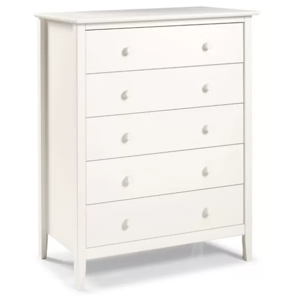 Dressers & Chests-Kirkland's Home Brazilian Pine Wood 5-Drawer Chest White