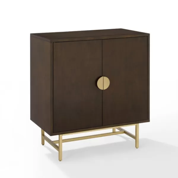 Cabinets & Sideboards-Kirkland's Home Brielle Golden Circle Wine Cabinet Brown