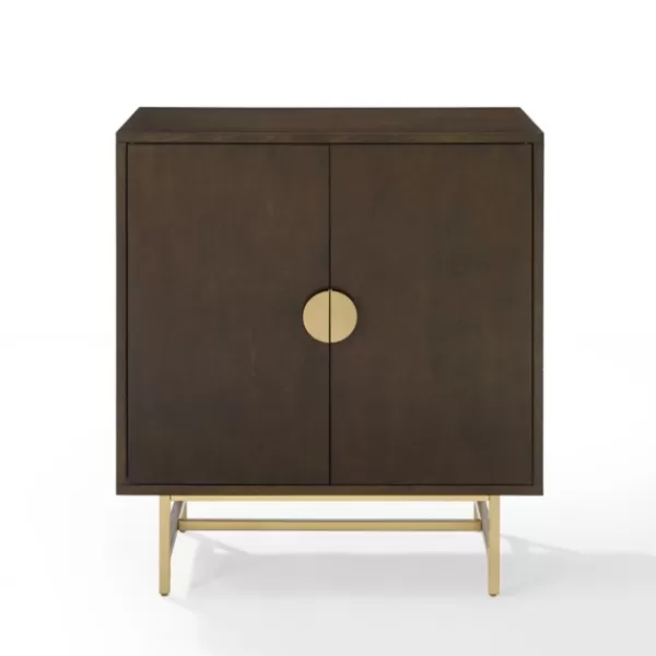 Cabinets & Sideboards-Kirkland's Home Brielle Golden Circle Wine Cabinet Brown