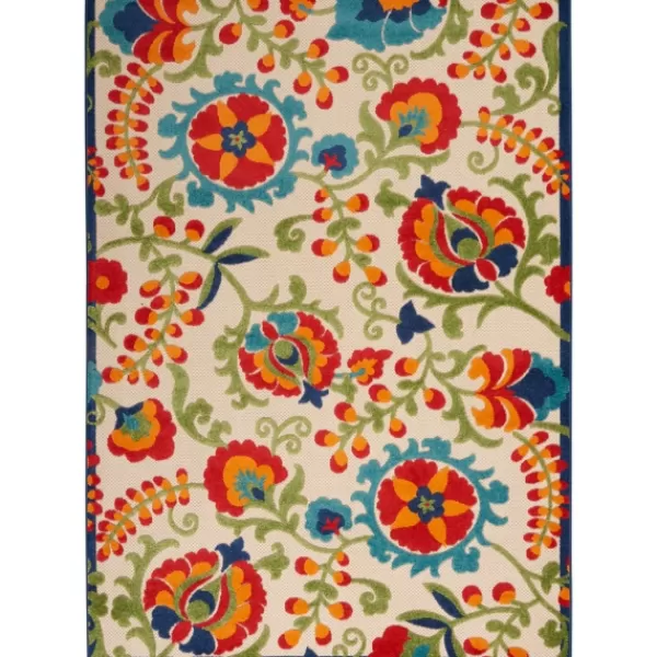 Outdoor Rugs-Kirkland's Home Bright Abstract Floral Outdoor Area Rug, 5X7 Blue/Red/Green