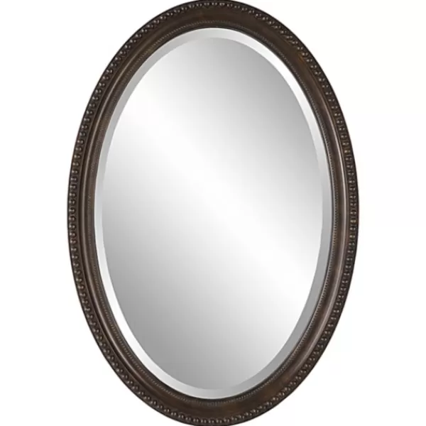 Decorative Mirrors-Kirkland's Home Bronze Beaded Frame Oval Mirror