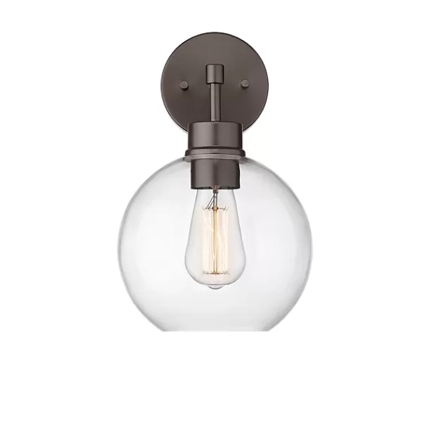 Outdoor Lighting-Kirkland's Home Bronze Glass Orb Outdoor Sconce Light Brown