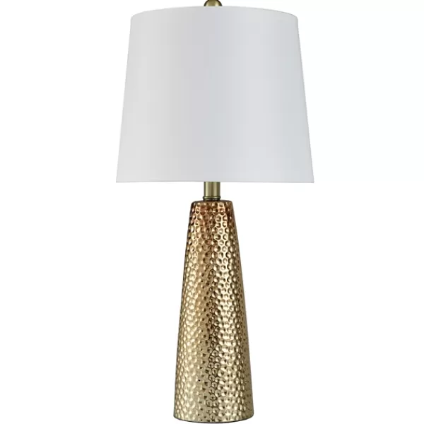 Table Lamps-Kirkland's Home Bronze Hammered Table Lamp White