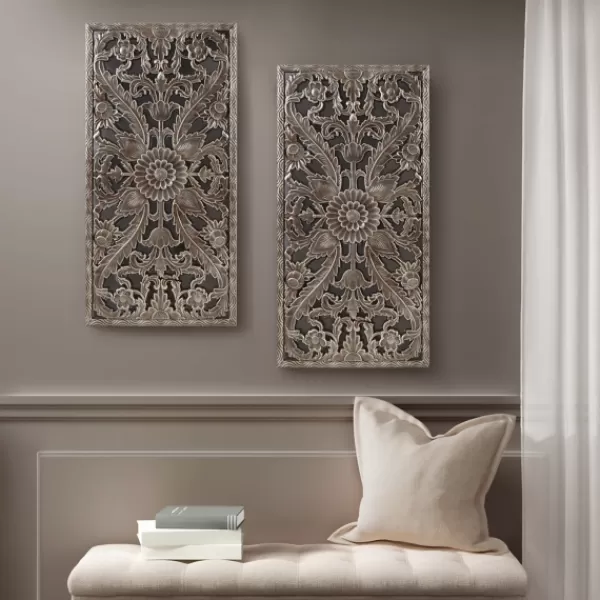 Wall Plaques-Kirkland's Home Bronze Madison Park Floral Wall Plaques, Set Of 2 Brown