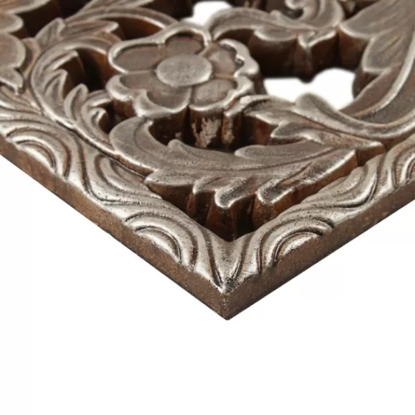 Wall Plaques-Kirkland's Home Bronze Madison Park Floral Wall Plaques, Set Of 2 Brown
