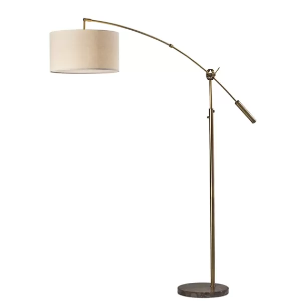 Floor Lamps-Kirkland's Home Bronze Metal Arched Oversized Shade Floor Lamp Brown