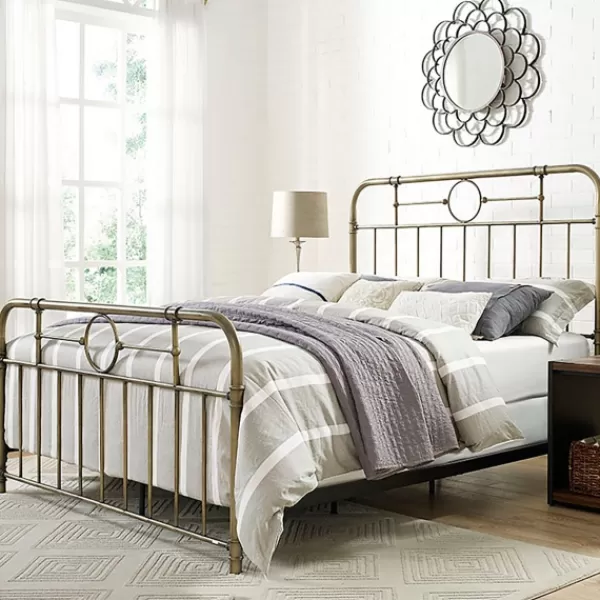 Beds & Headboards-Kirkland's Home Bronze Metal Pipe Queen Bed Gold