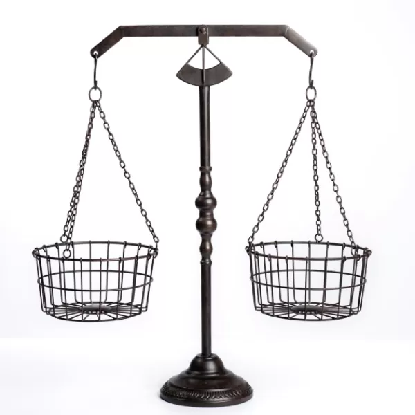 Decorative Accents-Kirkland's Home Bronze Metal Scale With Baskets Brown